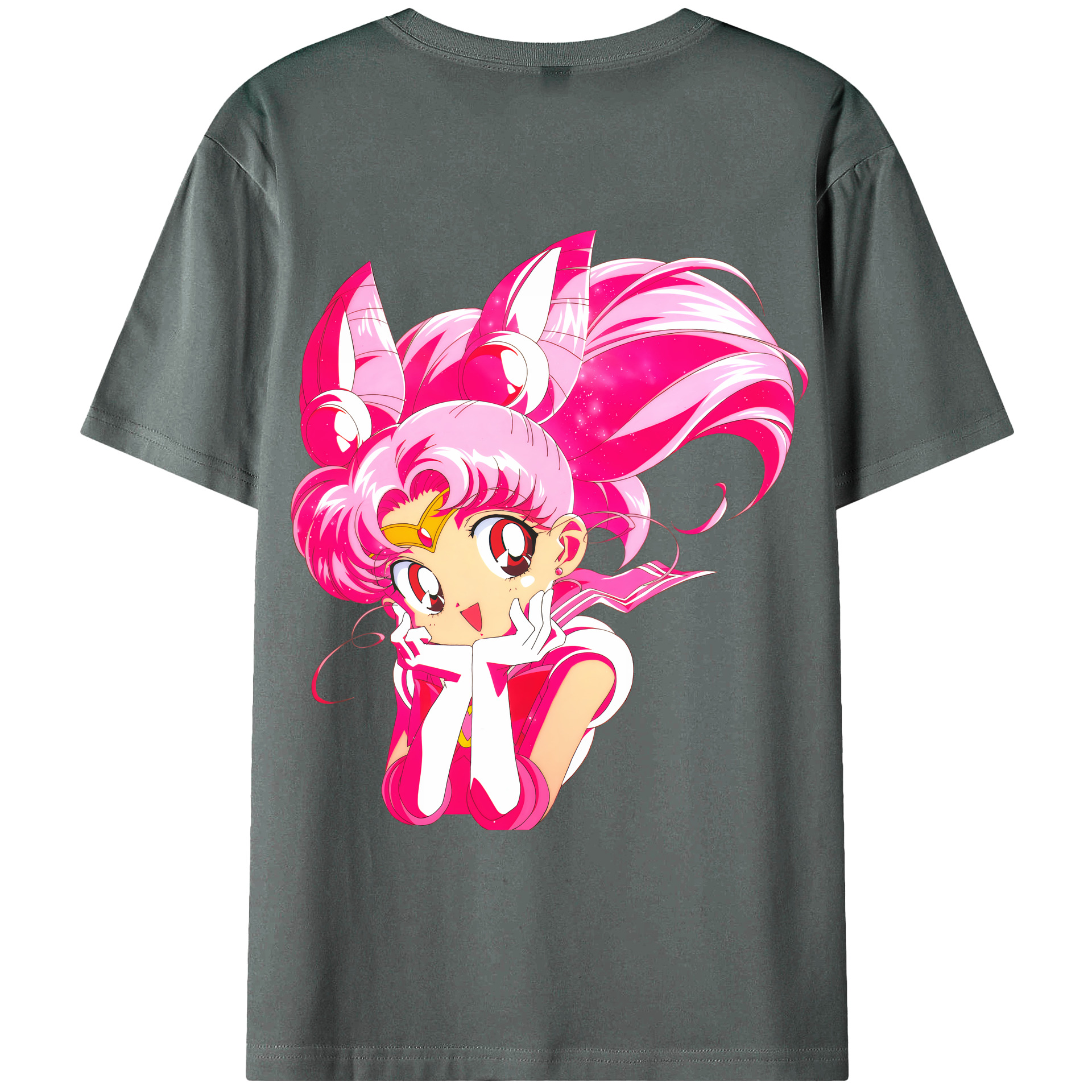 （画像用） 美少女戦士セーラームーン ちびうさ Sailor Moon Chibiusa Tsukino Usagi Small Lady Serenity 綿100％ メンズ半袖Tシャツ（バックプリント） 通気性